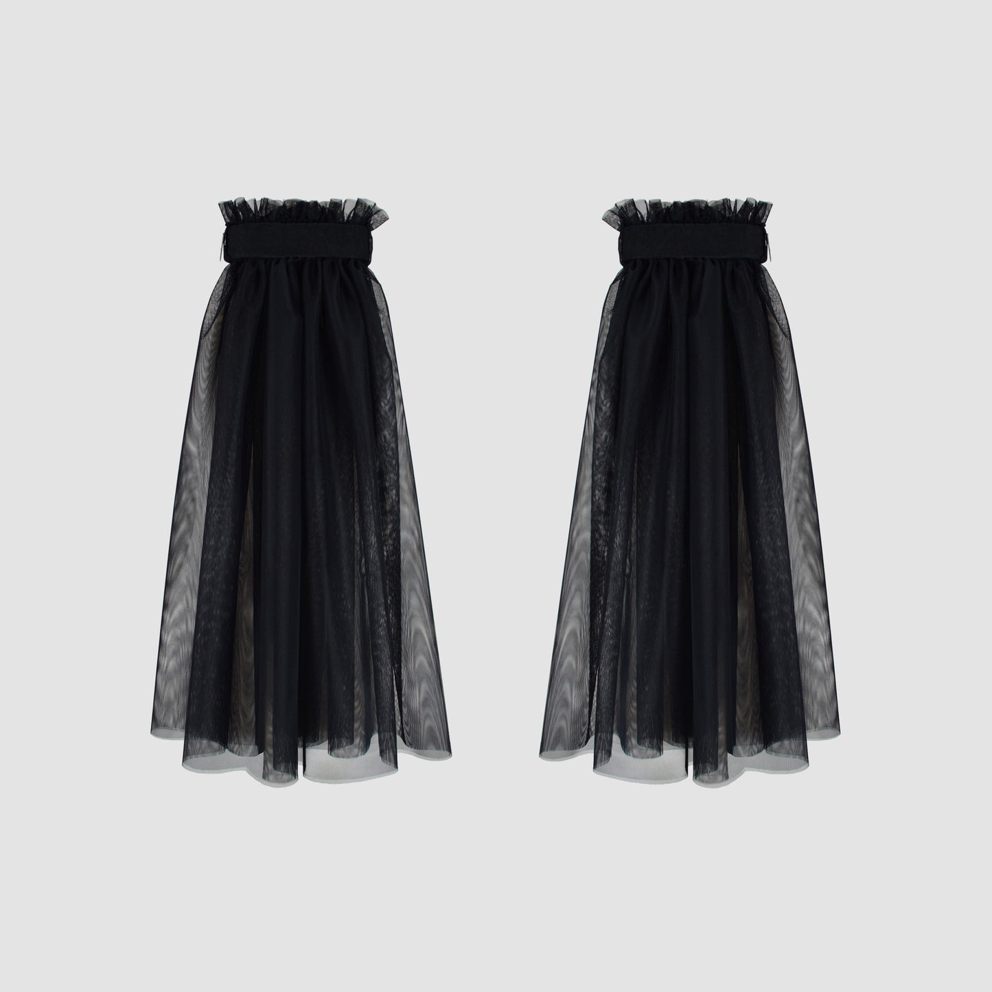 BLACK BELTED TULLE LEG WARMERS