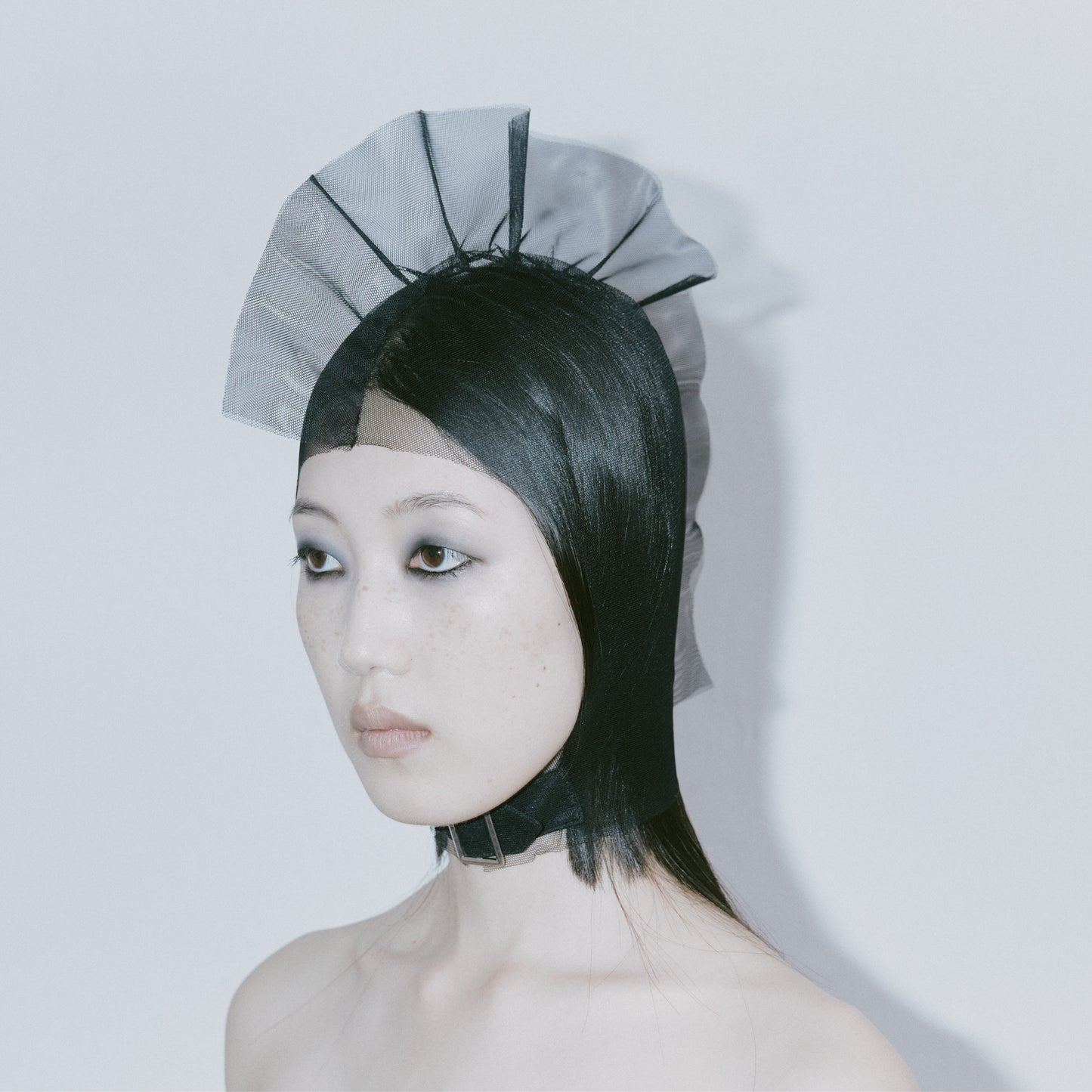 BLACK TULLE RUCHE BALACLAVA