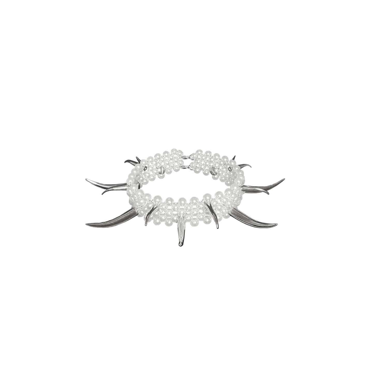 PEARL DEMON SPIKES CHOKER DOUBLE ROW