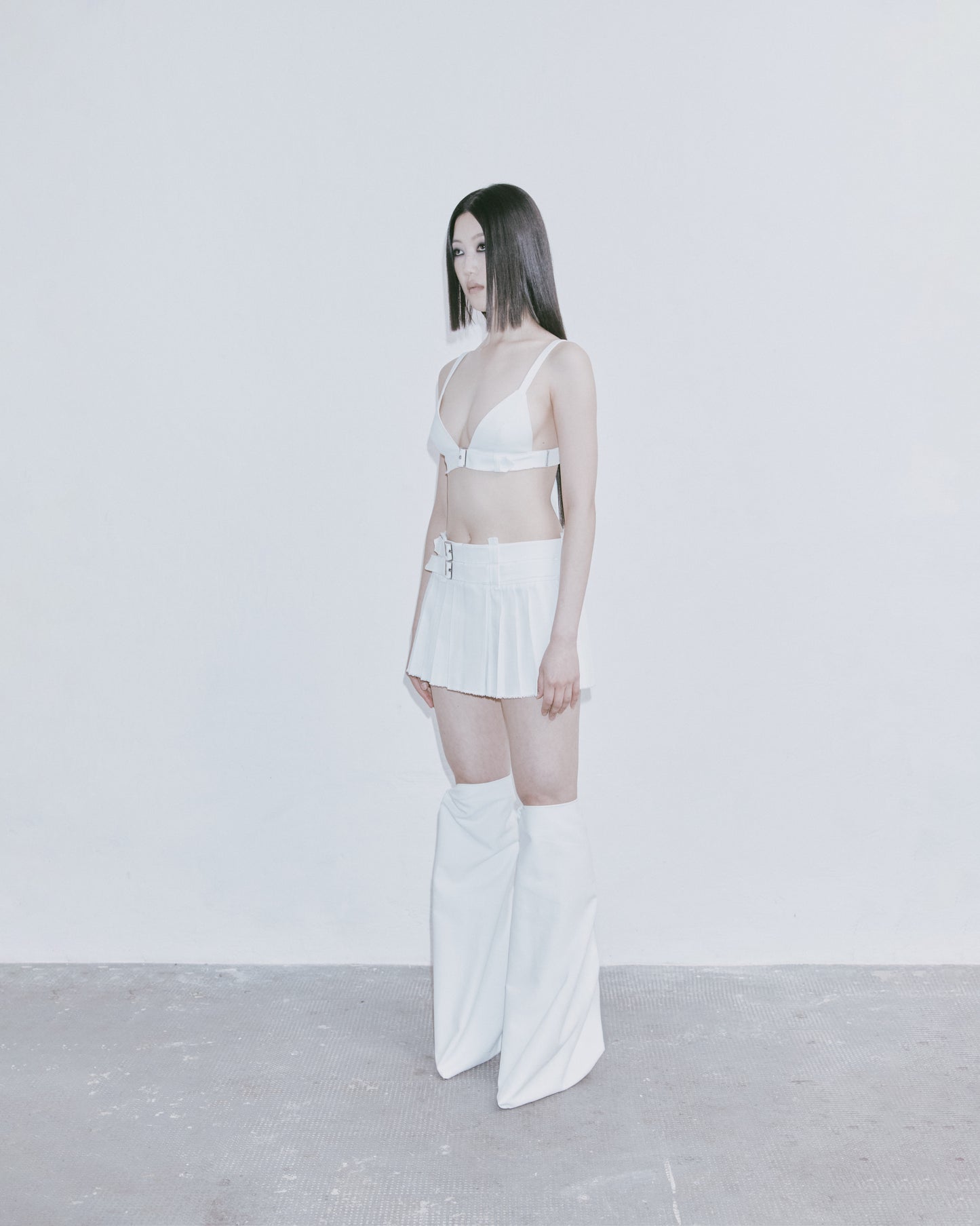 DENIM BUCKLED BIKINI TOP