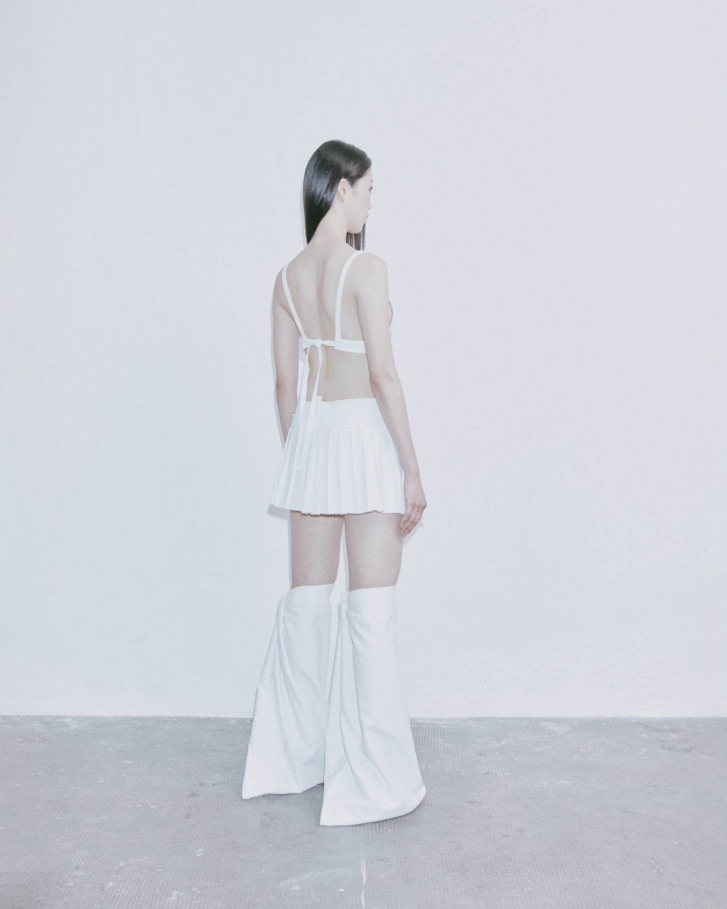 DENIM BUCKLED BIKINI TOP