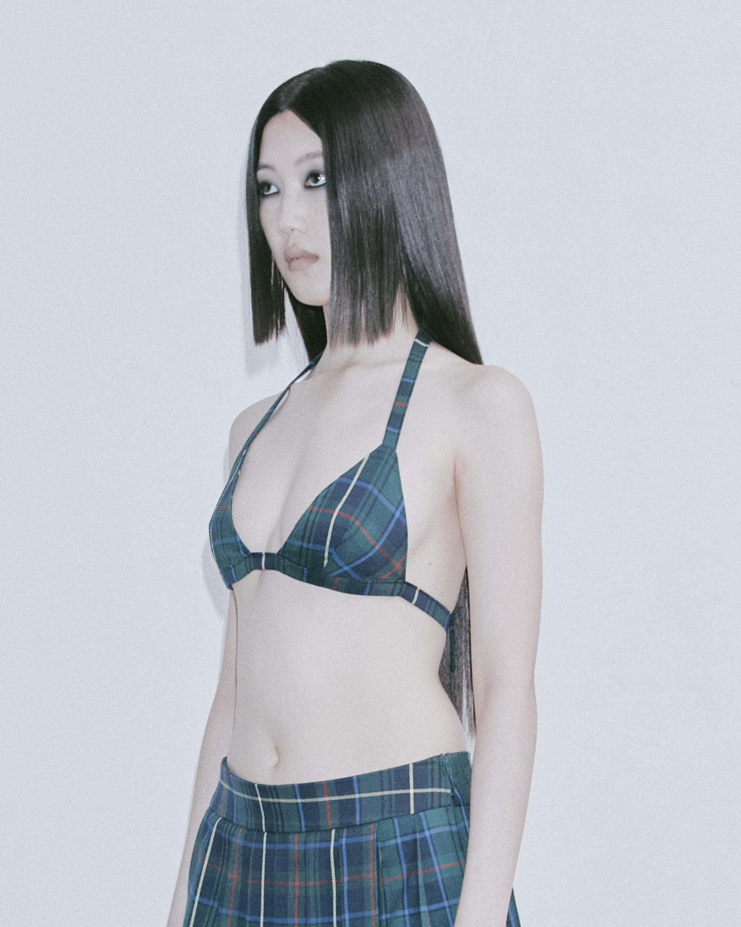 TARTAN CHECK BIKINI TOP