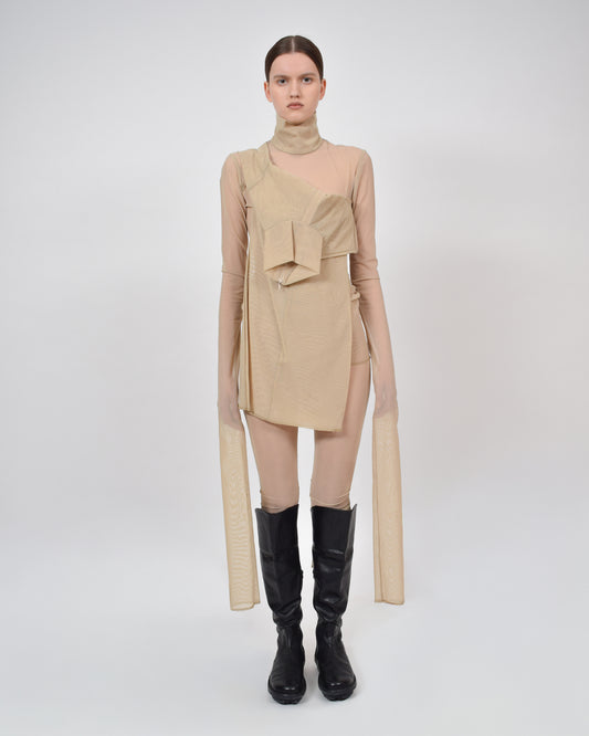 DRAPED TULLE XTRA LS TOP