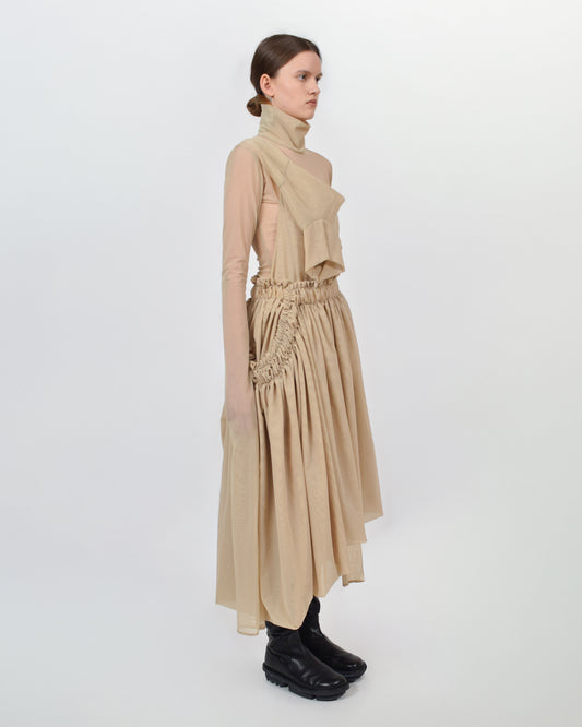 ASYMMETRICAL DRAPED TULLE SKIRT
