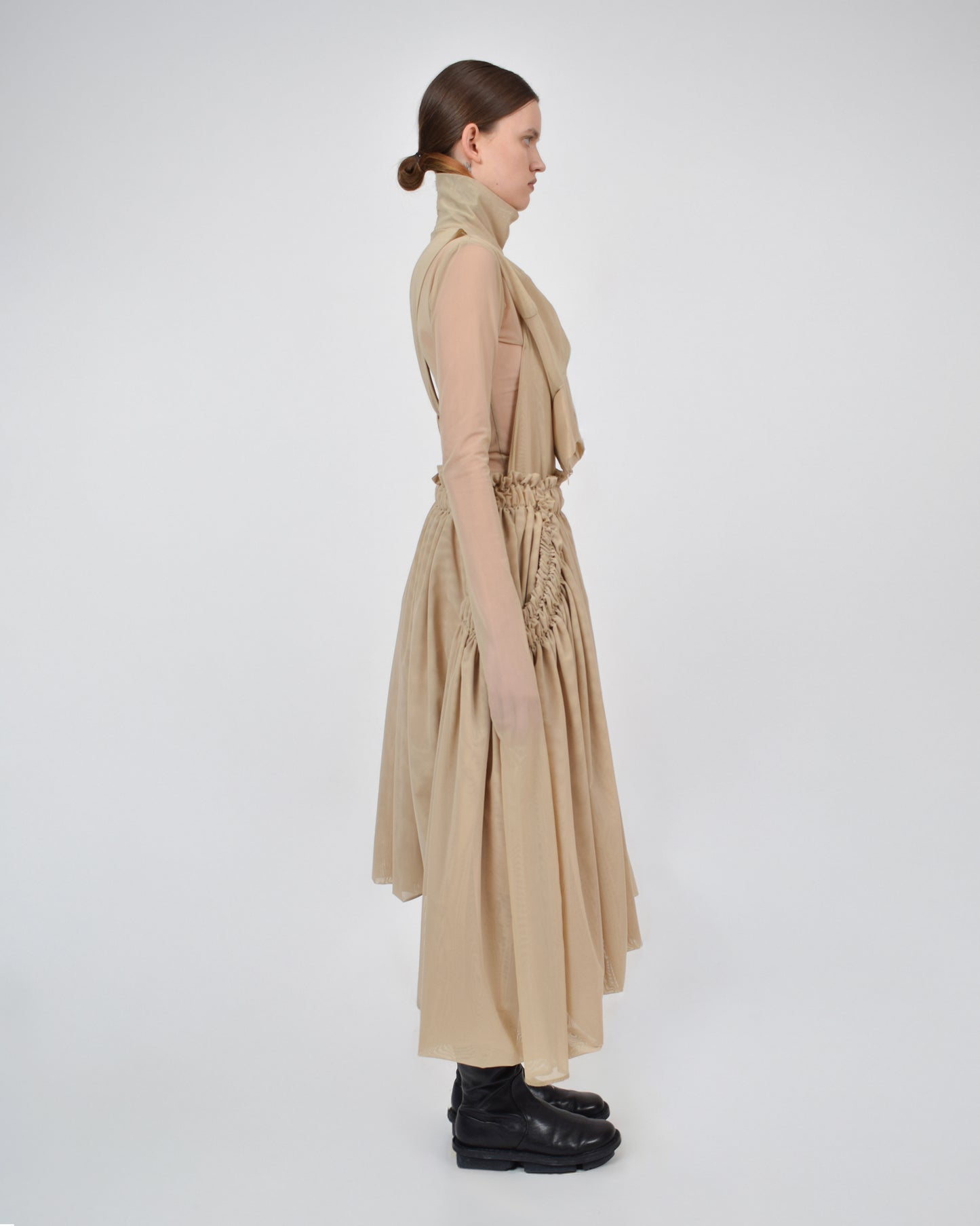 ASYMMETRICAL DRAPED TULLE SKIRT