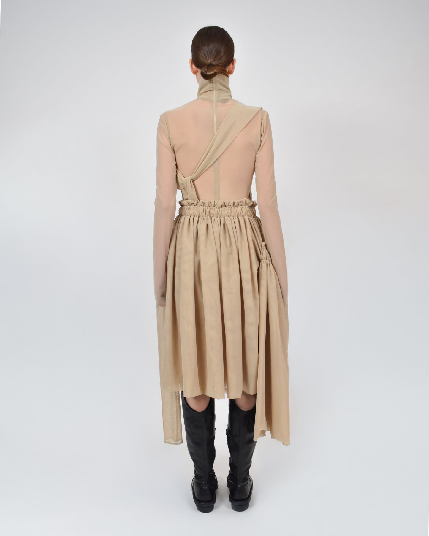 ASYMMETRICAL DRAPED TULLE SKIRT